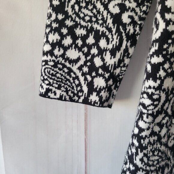 Ruby Rd Petite Women’s PS Open Front Cardigan Sweater, Black/White, Long Sleeve, - Picture 3 of 9